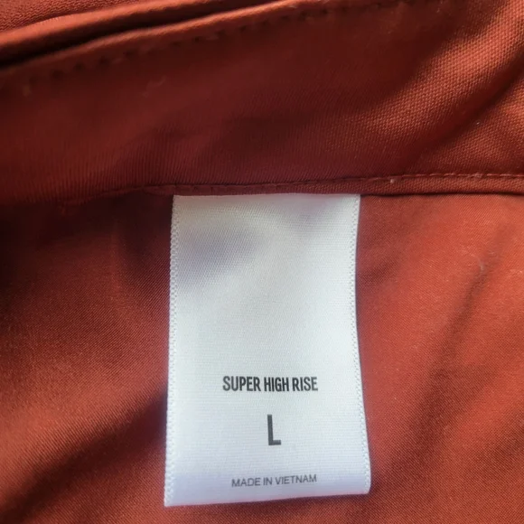 Express Rust Colored Super High Waisted Satin Feel Wide Leg Pant Large - Picture 4 of 6